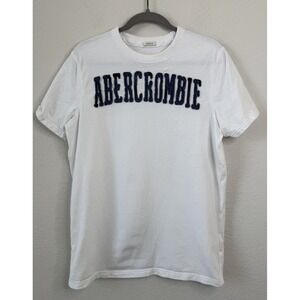 Abercrombie & Fitch Muscle T-Shirt Men's L Spellout Embroidered Vintage Y2K